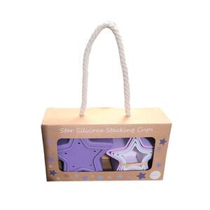 Star Shaped Silicone Stacking Cups BPA Free Baby Toys 5 Total Purple Shapes